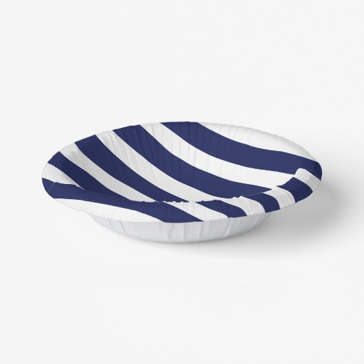 Uneven Stripes - blauw en wit Papieren Kommen (Gebogen)