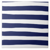 Uneven Stripes - blauw en wit Tegeltje (Voorkant)