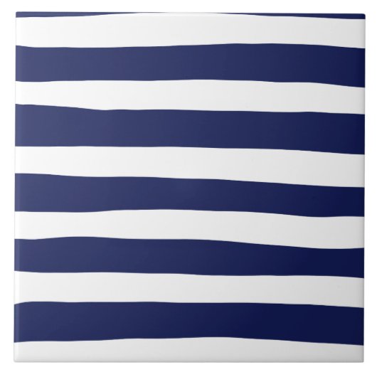 Uneven Stripes - blauw en wit Tegeltje (Voorkant)