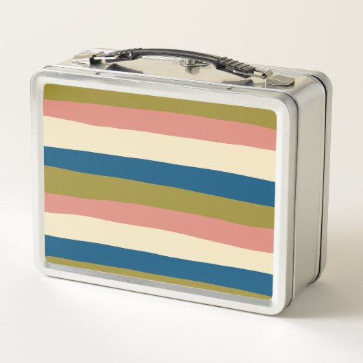Uneven Stripes - Blauw, Olijfgroen, Roze en Cream (Achterkant)