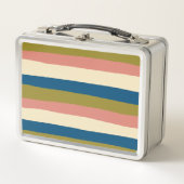 Uneven Stripes - Blauw, Olijfgroen, Roze en Cream (Voorkant)