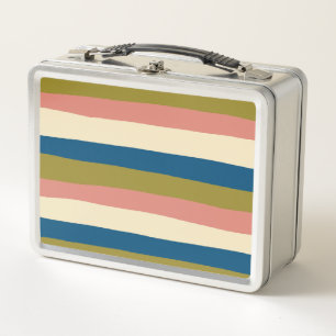 Uneven Stripes - Blauw, Olijfgroen, Roze en Cream