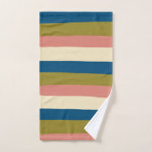 Uneven Stripes - Blauw, Olijfgroen, Roze en Cream Bad Handdoek (Handdoek)