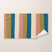 Uneven Stripes - Blauw, Olijfgroen, Roze en Cream Bad Handdoek (Handdoek)