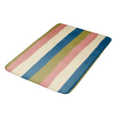 Uneven Stripes - Blauw, Olijfgroen, Roze en Cream Badmat (Gekanteld)