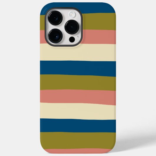 Uneven Stripes - Blauw, Olijfgroen, Roze en Cream Case-Mate iPhone Case (Achterkant)
