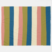 Uneven Stripes - Blauw, Olijfgroen, Roze en Cream Fleece Deken (Voorkant (Horizontaal))