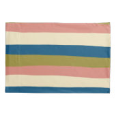 Uneven Stripes - Blauw, Olijfgroen, Roze en Cream Kussensloop (Achterkant-Links)