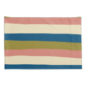 Uneven Stripes - Blauw, Olijfgroen, Roze en Cream Kussensloop (Achterkant-Rechts)