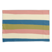 Uneven Stripes - Blauw, Olijfgroen, Roze en Cream Kussensloop (Voorkant-Rechts)