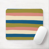 Uneven Stripes - Blauw, Olijfgroen, Roze en Cream Muismat (Met muis)