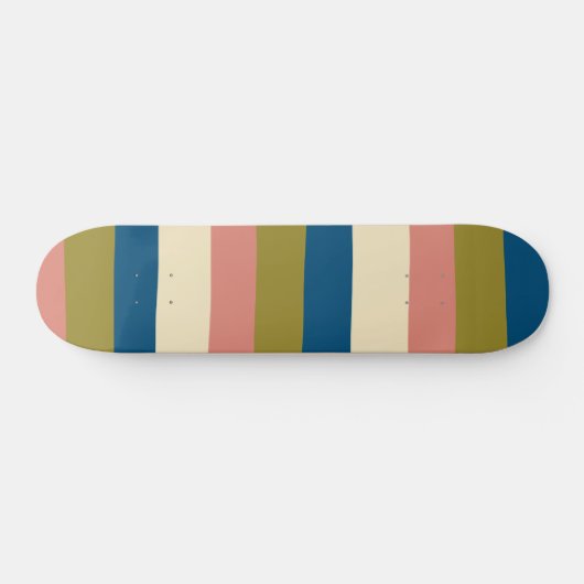 Uneven Stripes - Blauw, Olijfgroen, Roze en Cream Persoonlijk Skateboard (Horizontaal)