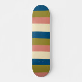 Uneven Stripes - Blauw, Olijfgroen, Roze en Cream Persoonlijk Skateboard (Voorkant)