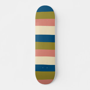 Uneven Stripes - Blauw, Olijfgroen, Roze en Cream Persoonlijk Skateboard