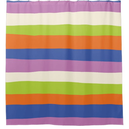 Uneven Stripes - Blauw, Oranje, Paars, groen en Douchegordijn (Voorkant)