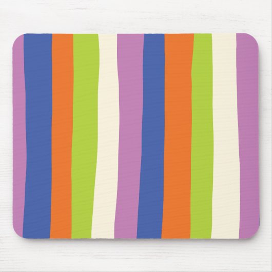 Uneven Stripes - Blauw, Oranje, Paars, groen en Muismat (Voorkant)