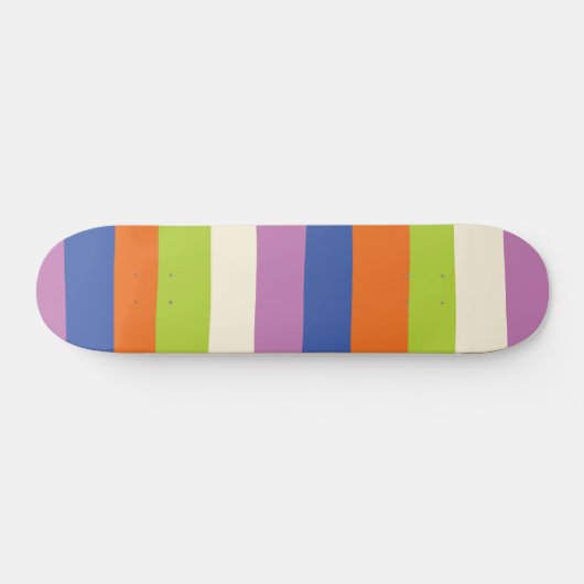 Uneven Stripes - Blauw, Oranje, Paars, groen en Persoonlijk Skateboard (Horizontaal)