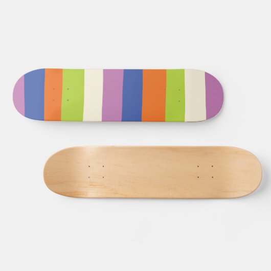 Uneven Stripes - Blauw, Oranje, Paars, groen en Persoonlijk Skateboard (Horizontaal)