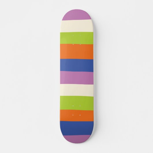 Uneven Stripes - Blauw, Oranje, Paars, groen en Persoonlijk Skateboard (Voorkant)