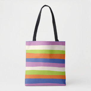 Uneven Stripes - Blauw, Oranje, Paars, groen en Tote Bag