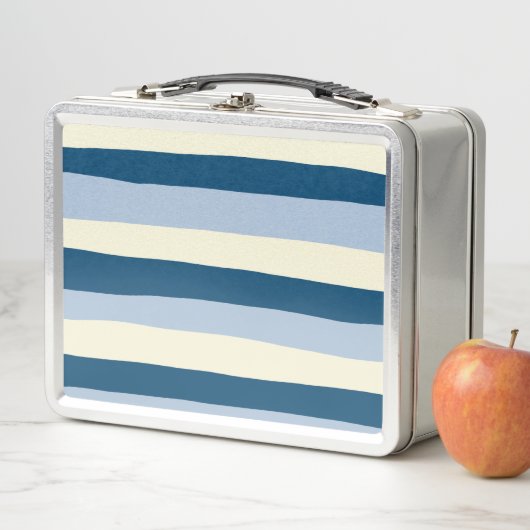 Uneven Stripes - Donkerblauw, lichtblauw en crème (In situ)