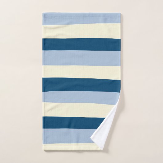 Uneven Stripes - Donkerblauw, lichtblauw en crème Bad Handdoek (Handdoek)