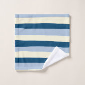 Uneven Stripes - Donkerblauw, lichtblauw en crème Bad Handdoek (Wasdoekje)
