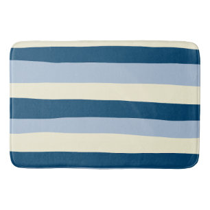 Uneven Stripes - Donkerblauw, lichtblauw en crème Badmat