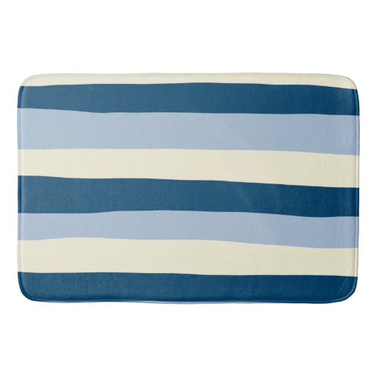 Uneven Stripes - Donkerblauw, lichtblauw en crème Badmat (Voorkant)