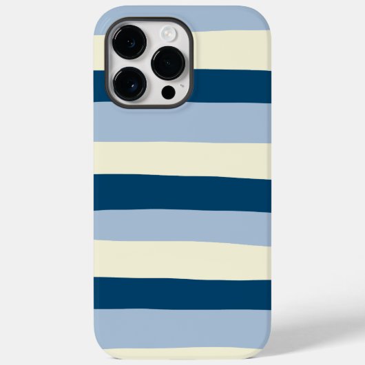Uneven Stripes - Donkerblauw, lichtblauw en crème Case-Mate iPhone Case (Achterkant)