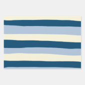 Uneven Stripes - Donkerblauw, lichtblauw en crème Inpakpapier Vel (Voorkant 3)