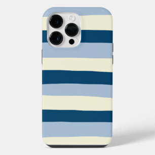 Uneven Stripes - Donkerblauw, lichtblauw en crème iPhone 14 Pro Max Hoesje