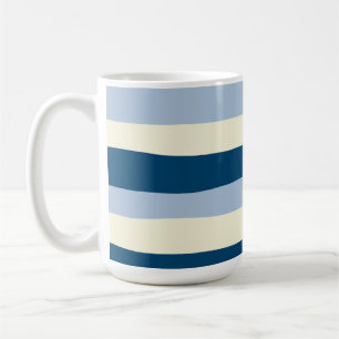 Uneven Stripes - Donkerblauw, lichtblauw en crème Koffiemok