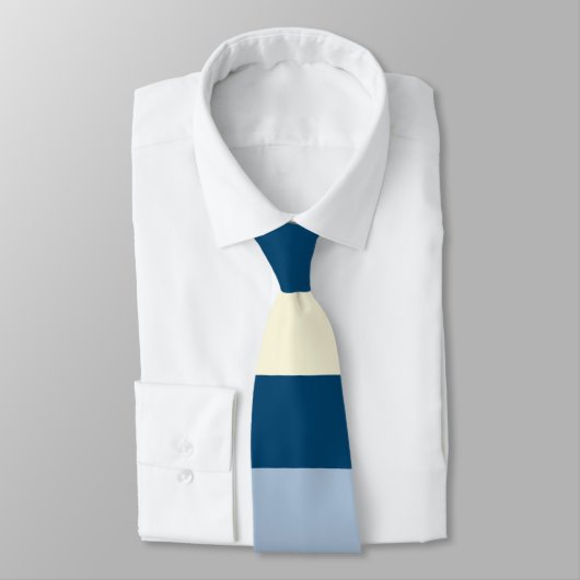 Uneven Stripes - Donkerblauw, lichtblauw en crème Stropdas (Gebonden)