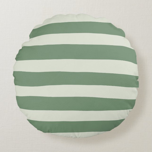 Uneven Stripes - groen Rond Kussen (Voorkant)
