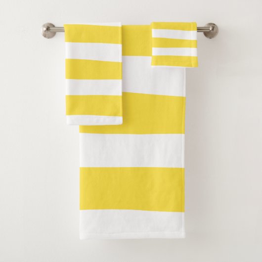 Uneven Stripes - Lemon Yellow en White Bad Handdoek (Insitu)