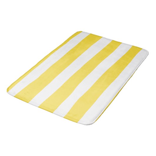 Uneven Stripes - Lemon Yellow en White Badmat (Gekanteld)