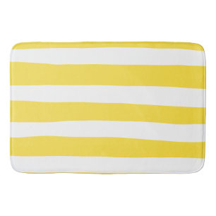 Uneven Stripes - Lemon Yellow en White Badmat