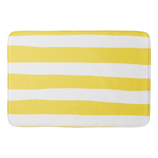 Uneven Stripes - Lemon Yellow en White Badmat (Voorkant)