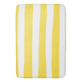 Uneven Stripes - Lemon Yellow en White Badmat (Voorkant Verticaal)