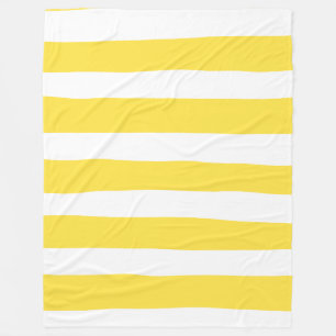 Uneven Stripes - Lemon Yellow en White Fleece Deken