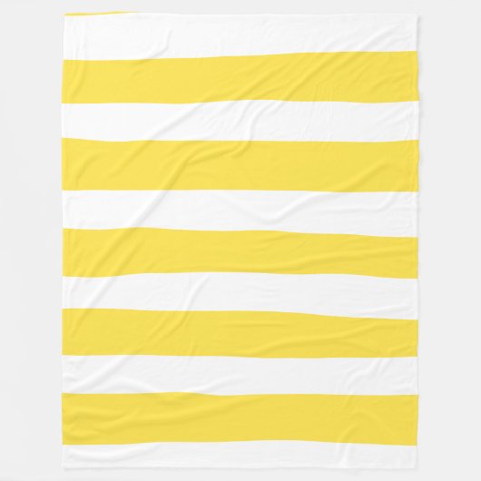 Uneven Stripes - Lemon Yellow en White Fleece Deken (Voorkant)
