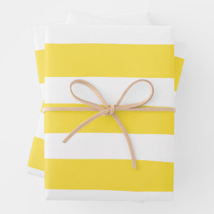 Uneven Stripes - Lemon Yellow en White Inpakpapier Vel
