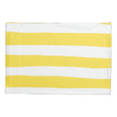 Uneven Stripes - Lemon Yellow en White Kussensloop (Achterkant-Links)