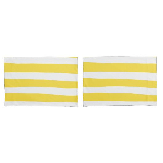 Uneven Stripes - Lemon Yellow en White Kussensloop (Voorkant-Set)