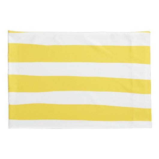 Uneven Stripes - Lemon Yellow en White Kussensloop (Achterkant-Rechts)