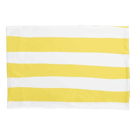 Uneven Stripes - Lemon Yellow en White Kussensloop (Voorkant-Links)