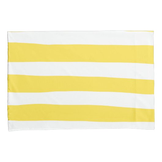 Uneven Stripes - Lemon Yellow en White Kussensloop (Voorkant-Rechts)