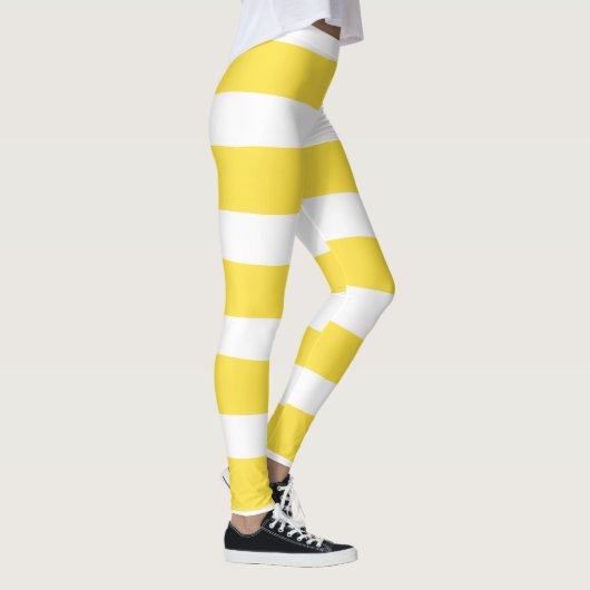 Uneven Stripes - Lemon Yellow en White Leggings (Rechts)