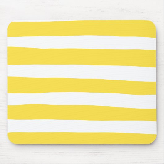 Uneven Stripes - Lemon Yellow en White Muismat (Voorkant)